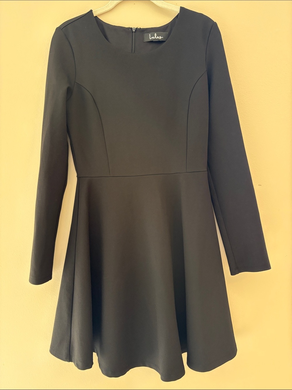 Lulus Black Long Sleeve Fit & Flare Skater Dress